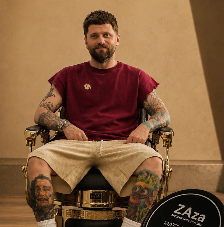 Zaza, der Barber hinter ZAza, in seinem Studio