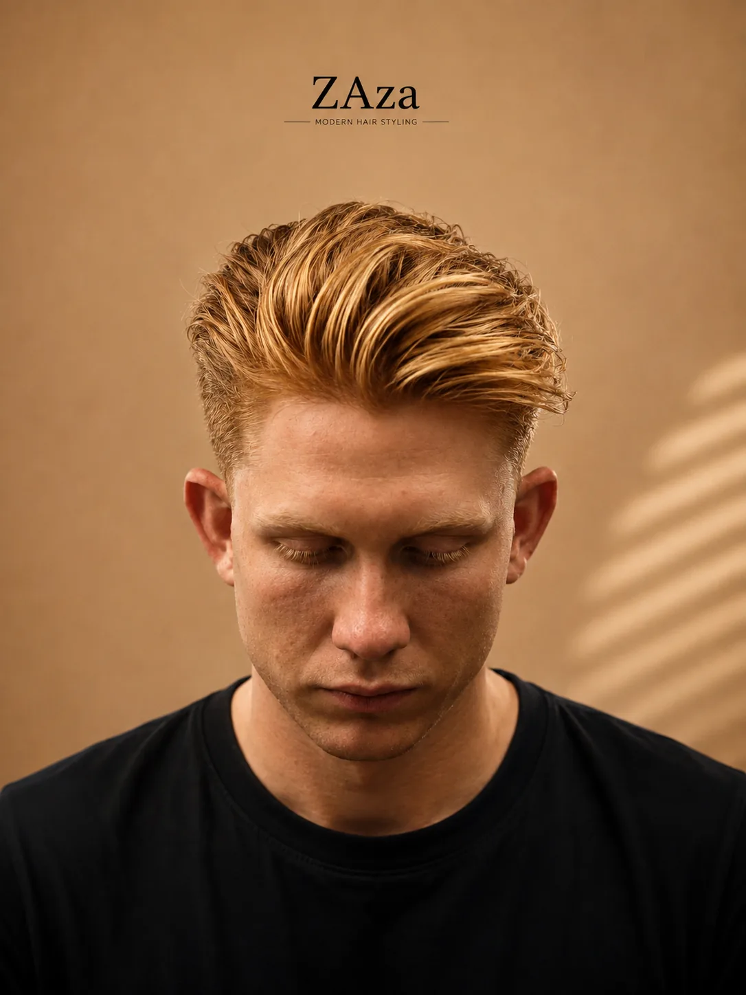 Blonder Quiff mit Volumen, gestylt mit Matt Cream