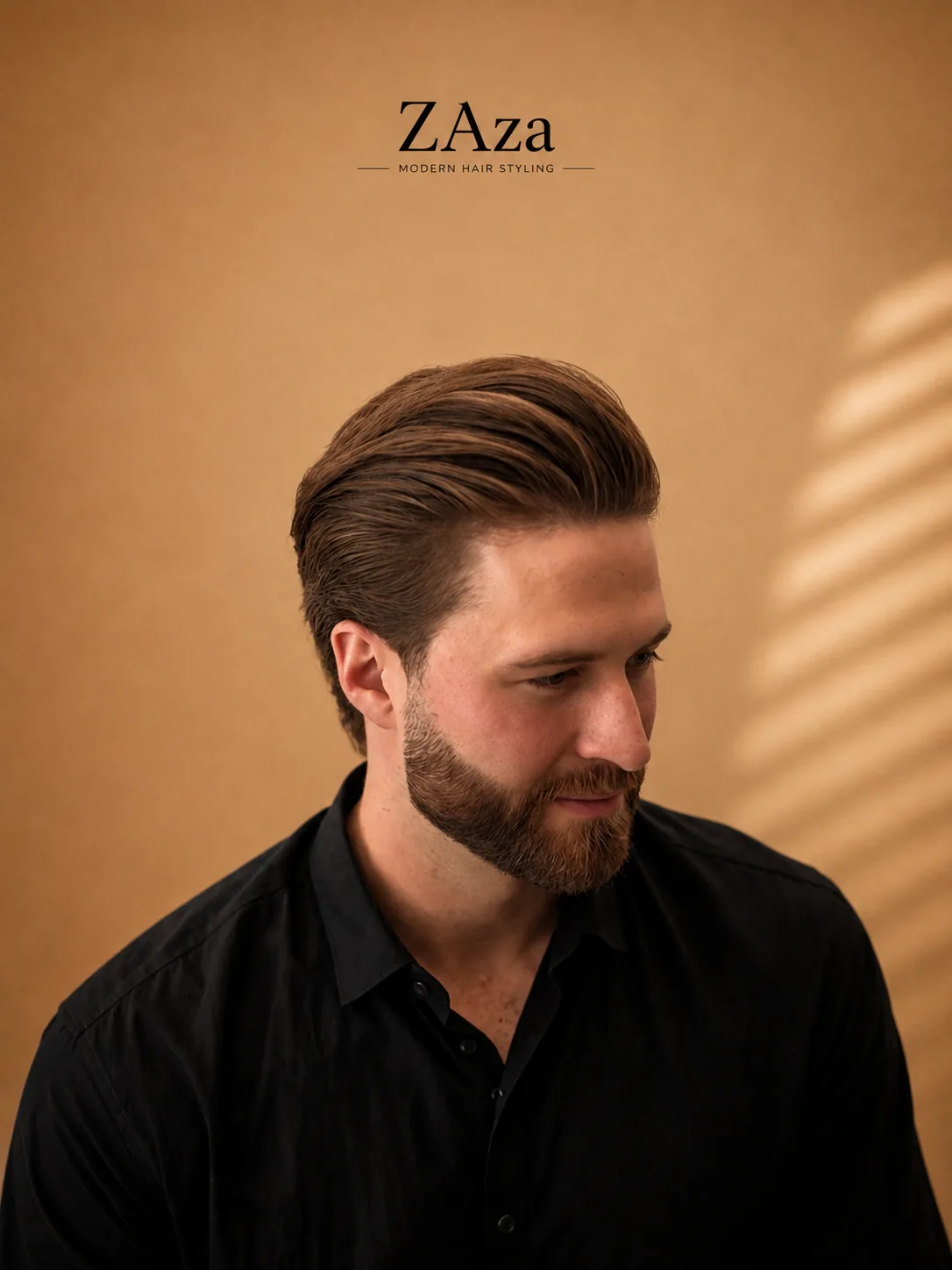 Slick-Back-Schnitt mit Übergang, gestylt mit Matt Cream